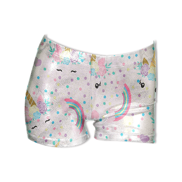 Workout Booty Shorts-White Dot Floral